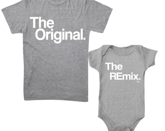 Matching Dad & Baby Set: The Original, The Remix - Grey Cotton