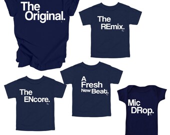 Tonåring, Barn, Skjortor, Marinblå Outfit, Matchande Familj, T-shirts, Crewfoton, Originalet, Remixen