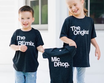 Announcement | Baby Top | Unisex Clothing | Toddler Pregnancy | Women Shirt | T-Shirt Original | Mic Drop Tee | Remix | Matching Mothers Day