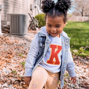 Toddler Girls | Custom Personalized Shirt |  Boy Varsity Letter | Nickname Baby | Babies Gift | Large Initial | Trendy Unisex Clothing | Tee