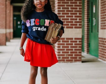 Personalized 2nd Grade Chenille Patch Sweatshirt - Custom Back to School