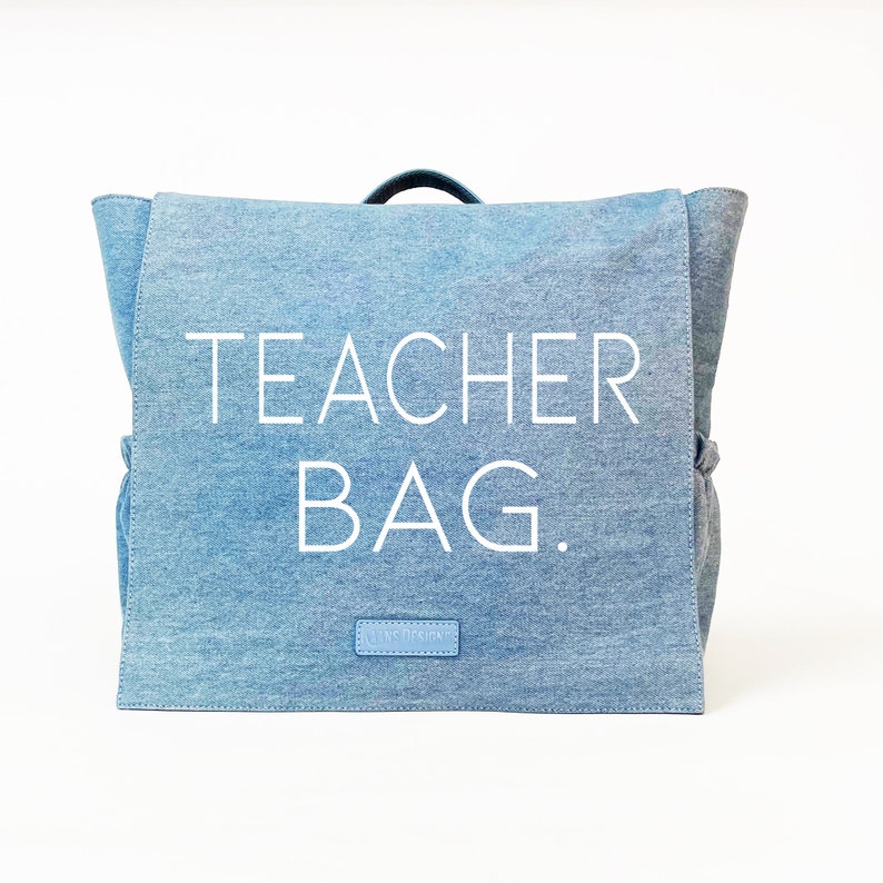 Teacher Bag Black School Work Carry Large Laptop Bag Classroom Bag Appreciation Teacher Gift Canvas Bag 6 Pockets Bag Canvas Blue Jean