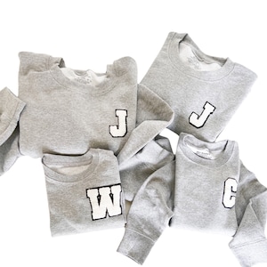 Family Crew | Family Outfit | Pocket Style | Single Letter | Family Patch | Crew Sweatshirt | Coordinate | Matching | Mini Letters | Custom