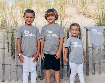 Kids Sibling Matching Set | The Remix Shirt | Brothers Outfit | Mic Drop | Baby Girl | Newborn Announcement | Toddler Clothing | Cute Tees