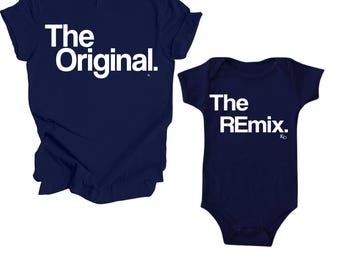 Matching Family Vacation Shirts: The Original, The Remix - Navy Heather Tees
