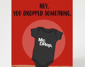 Drop the Mic Card | Thank You Card | Baby Announcement Idea | New Baby | Congrats Card | Baby Shower Card | Add on Gift Item | Mic Drop