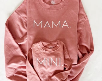 Mama and Mini Sweatshirts | Matching Mommy Me | Pullover Crew Shirt | Adult Child Shirts | Clothing Set | Mauve | Sea foam green | Tops Tees