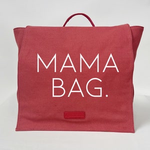 Denim Bag for Moms | Mama Backpack | Cute Gift for New Mom | Diaper Bag | Weekend Bag | Hospital Bag | Overnight Bag | Large Bag | Coral Bag