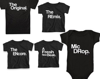 Son | Child | Dad | Original | Remix | Set | Clothing | Match | Mini Me | Shirts | Custom | Tops and Tees | For Gift | Birthday | Unisex