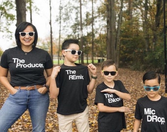 Matching Family Shirts | The Producer Funny Tees | Set of 3 Matching Family Outfits | Large Customizable Shirts | Fall Photo with Family