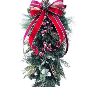 Evergreen Teardrop Swag | Christmas Swag | Door Swag | Farmhouse Wreath | Front Door Decor