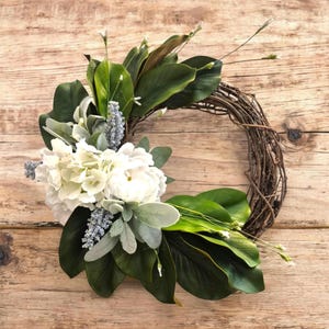 Magnolia Peony Summer Wreath, Grapevine Door Decor, Farmhouse Cottage Style