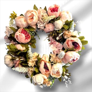 Spring Summer Wreath Peony Wreath Farmhouse Door Decor