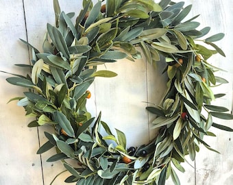 Olive Branch Wreath, Greenery Wreath, Farmhouse Door Decor