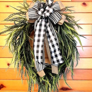 Sawgrass Wreath: Farmhouse Door Decor with Burlap Bow