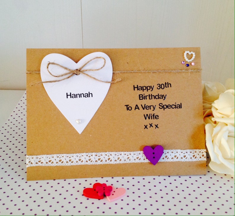 Personalised Handmade 30th Birthday Card Daughter Sister