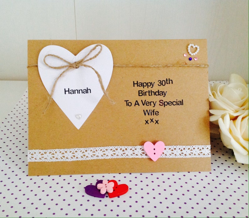 Personalised Handmade 30th Birthday Card Daughter Sister