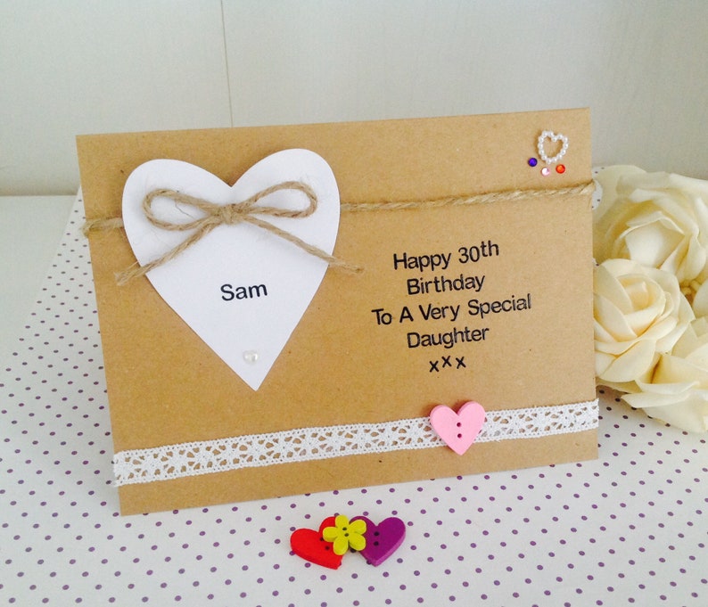 Personalised Handmade 30th Birthday Card Daughter Sister