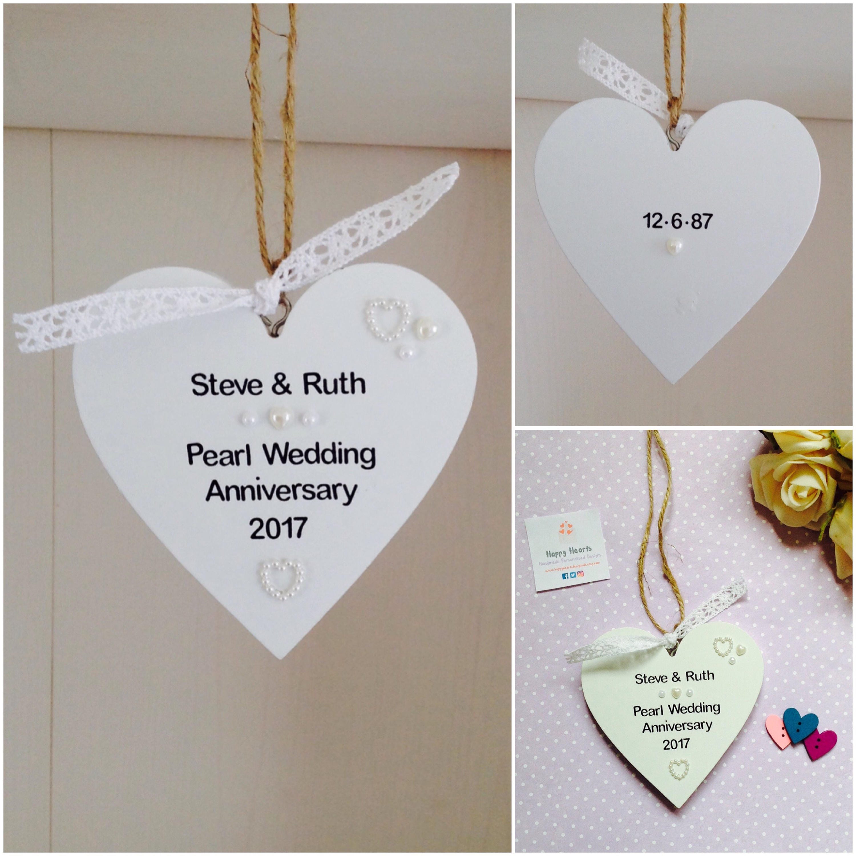 Personalised Pearl Wedding Anniversary Handmade Gift Plaque Etsy