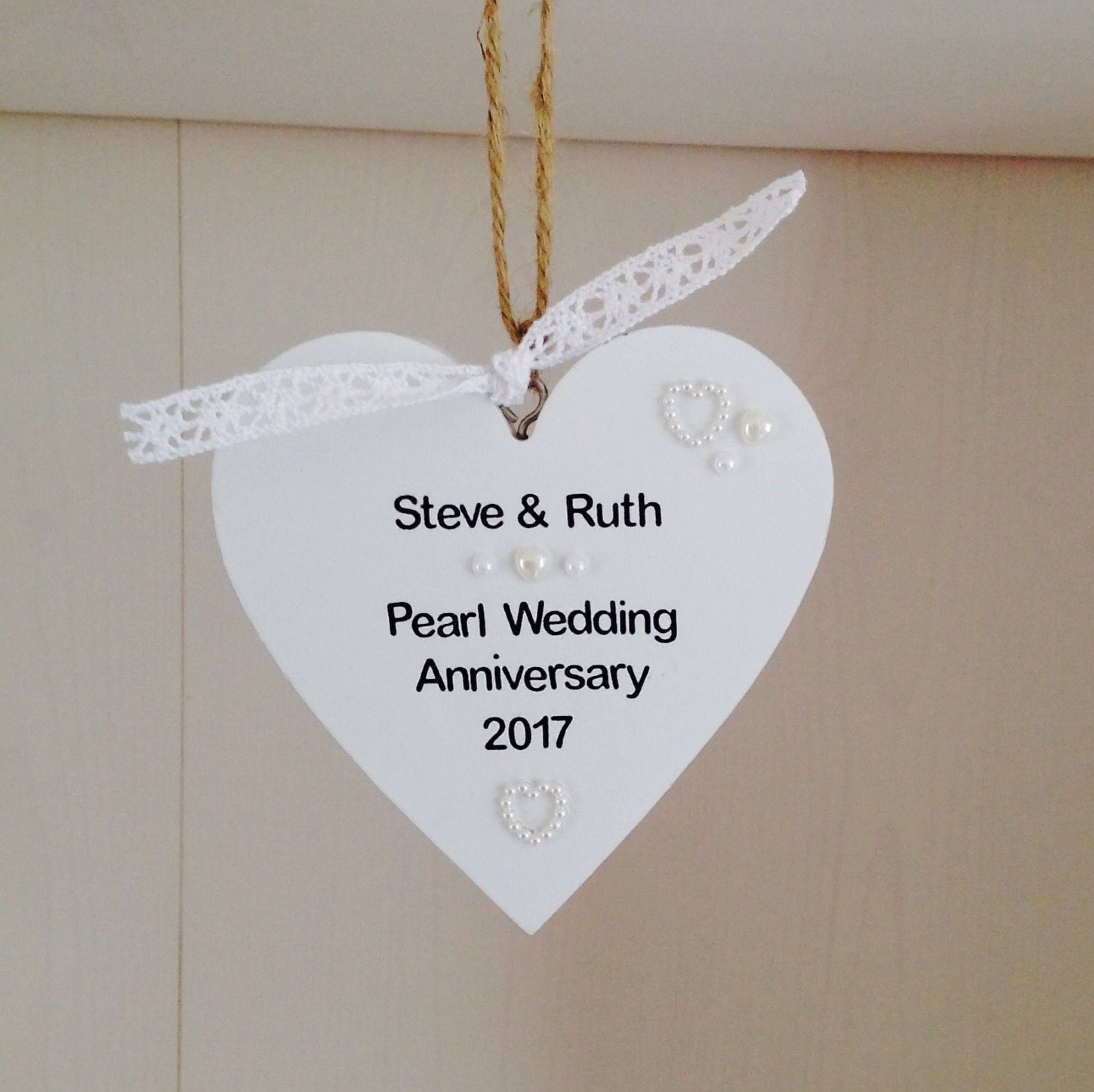 Personalised Pearl Wedding Anniversary Handmade Gift Plaque Etsy