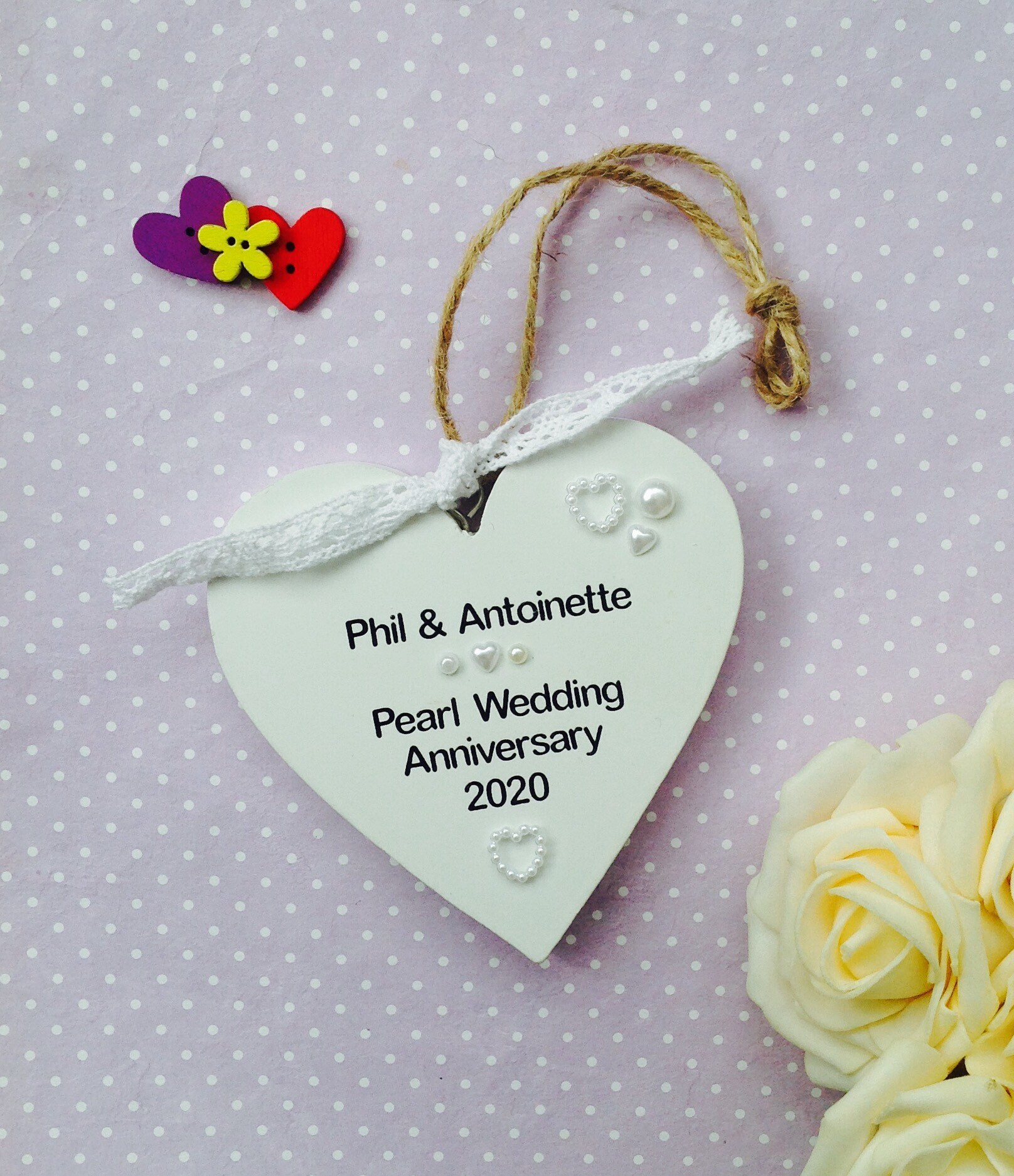 Personalised Pearl Wedding Anniversary Handmade Gift Plaque Etsy
