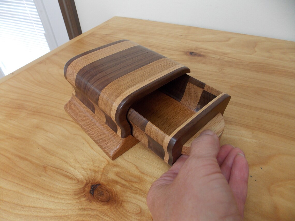 Jewelry Box Handmade Small Walnut Inlay Jewelry Box Walnut Etsy