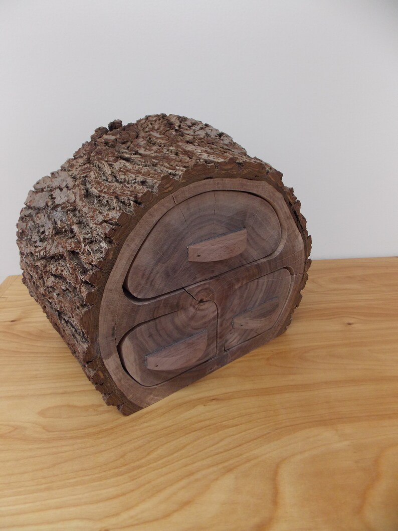 Jewelry Box Large Handmade Walnut Rustic Log Jewelry Box Etsy