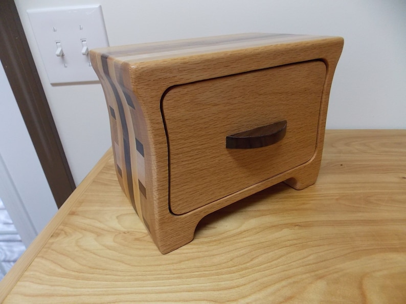 Large Oak Wood Jewelry Box Oak Walnut And Maple Band Saw Etsy