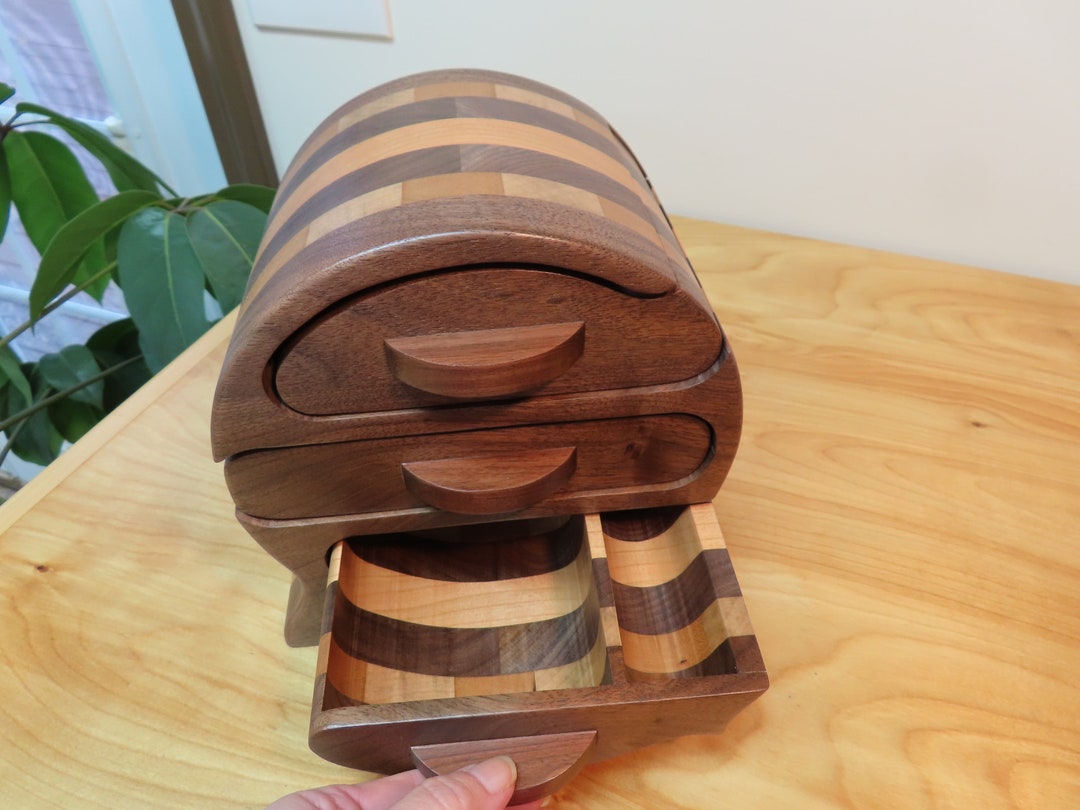 Jewelry Boxes, Large Handmade Walnut Wood Jewelry Box, Walnut, Maple