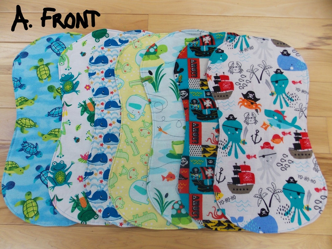 Burping Newborn Baby Boy Flannel Burp Cloths Set of 7, Set of 7 Baby