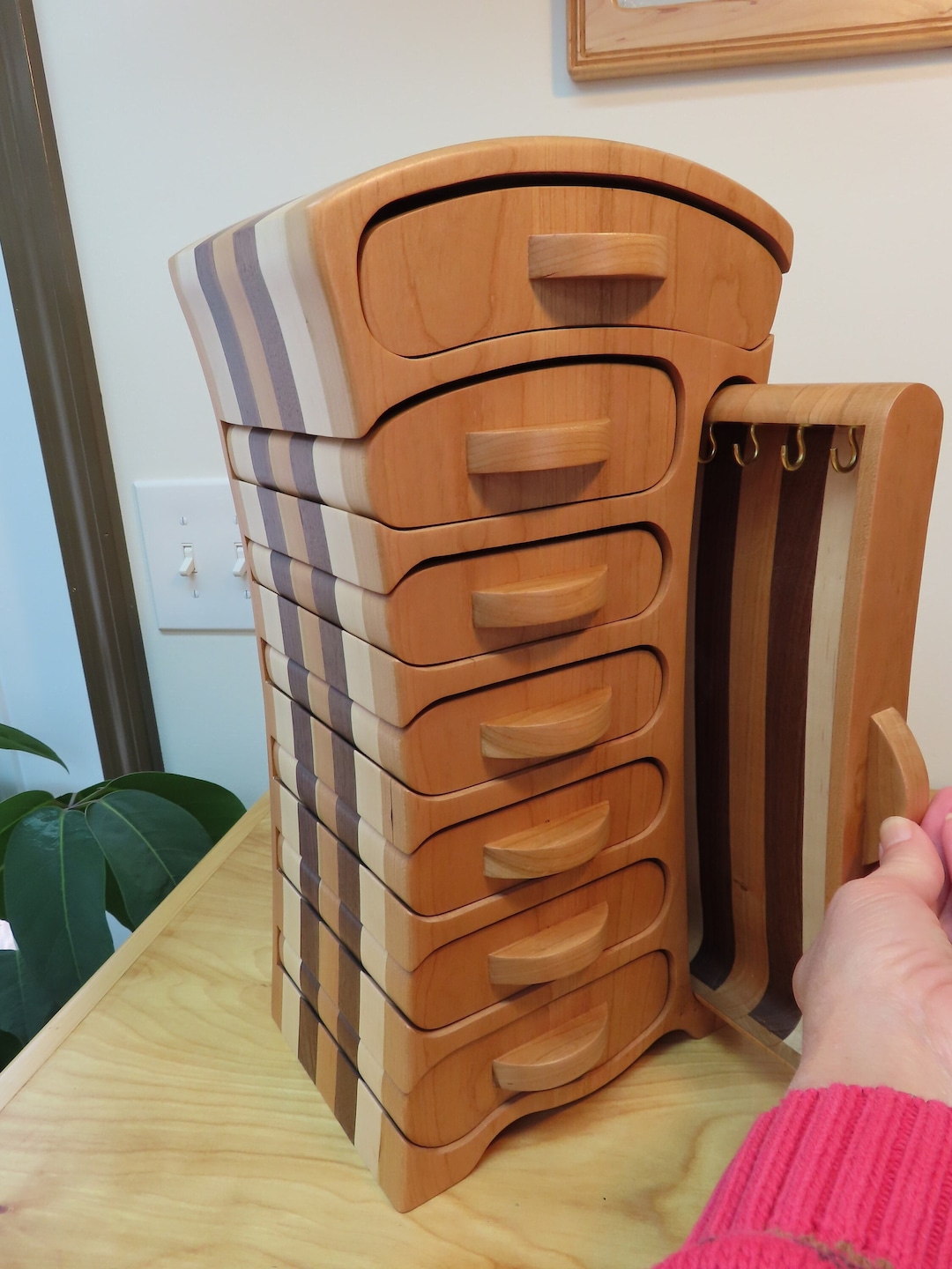 Jewelry Boxes, Handmade Large Cherry Wood Jewelry Box, Cherry, Walnut