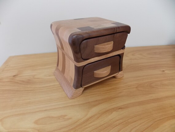 Large Handmade Walnut Wood Jewelry Box Walnut and Oak Bandsaw Jewelry Box Jewelry Box Women/'s Jewelry Box Men/'s Walnut Jewelry Box
