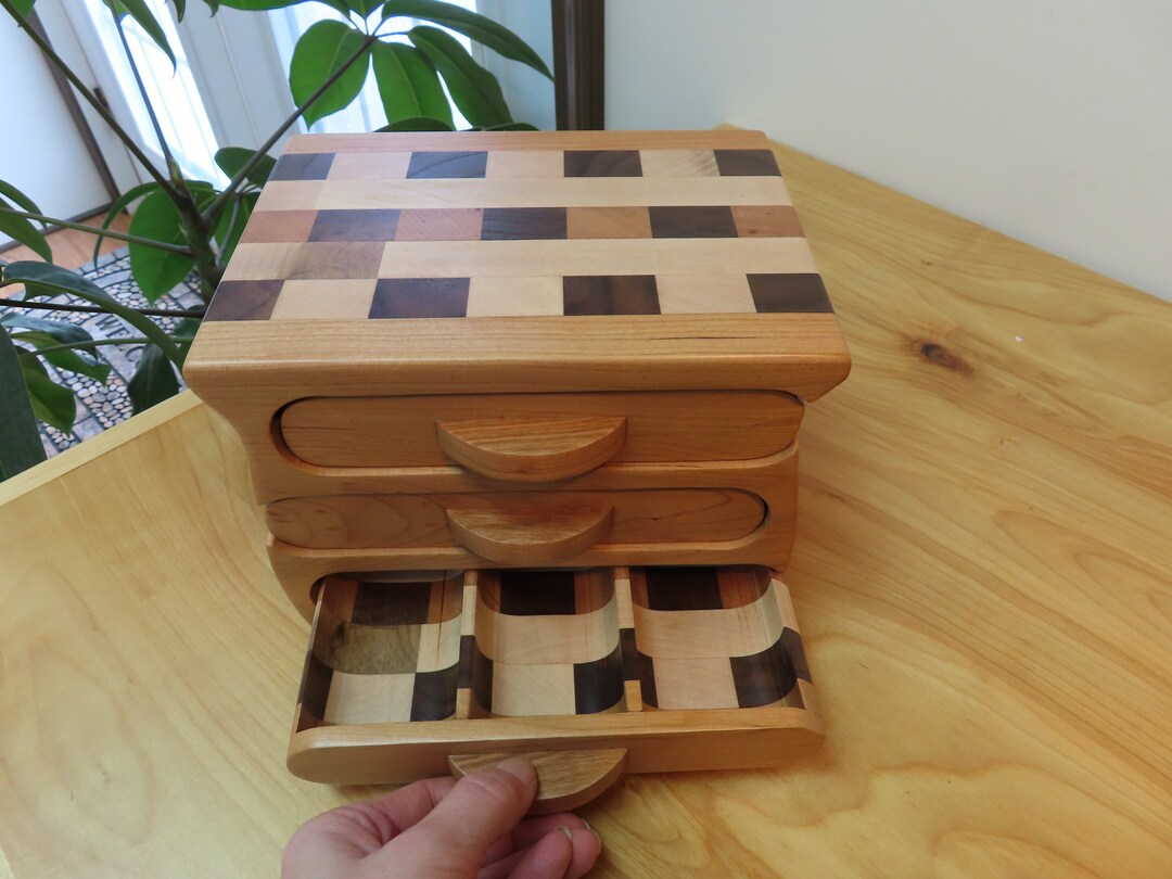 Jewelry Boxes, Large Handmade Cherry Jewelry Box, Cherry, Walnut, and