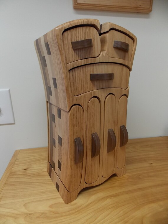 Large Oak Wood Jewelry Box Oak Maple And Walnut Jewelry Box Bandsaw Box For Rings Necklace And Bracelets