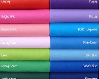 Wool Felt Sheets 12"x18" – 63 Colours, Wool Blend Craft Squares