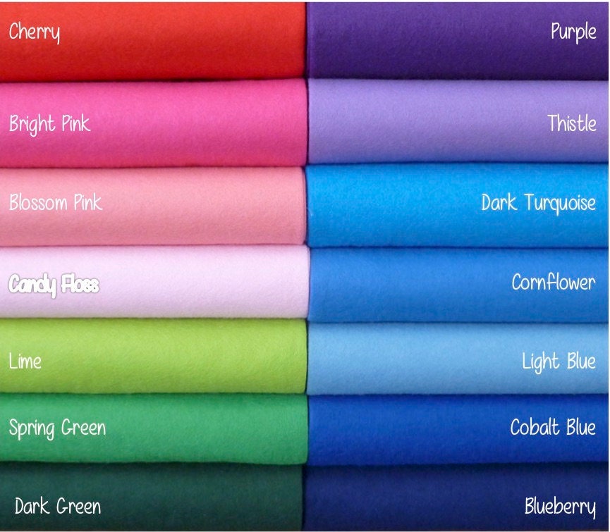 Wool felt sheets 12”x18” Top quality - PICK ANY COLORS 63 - 7 New Col…