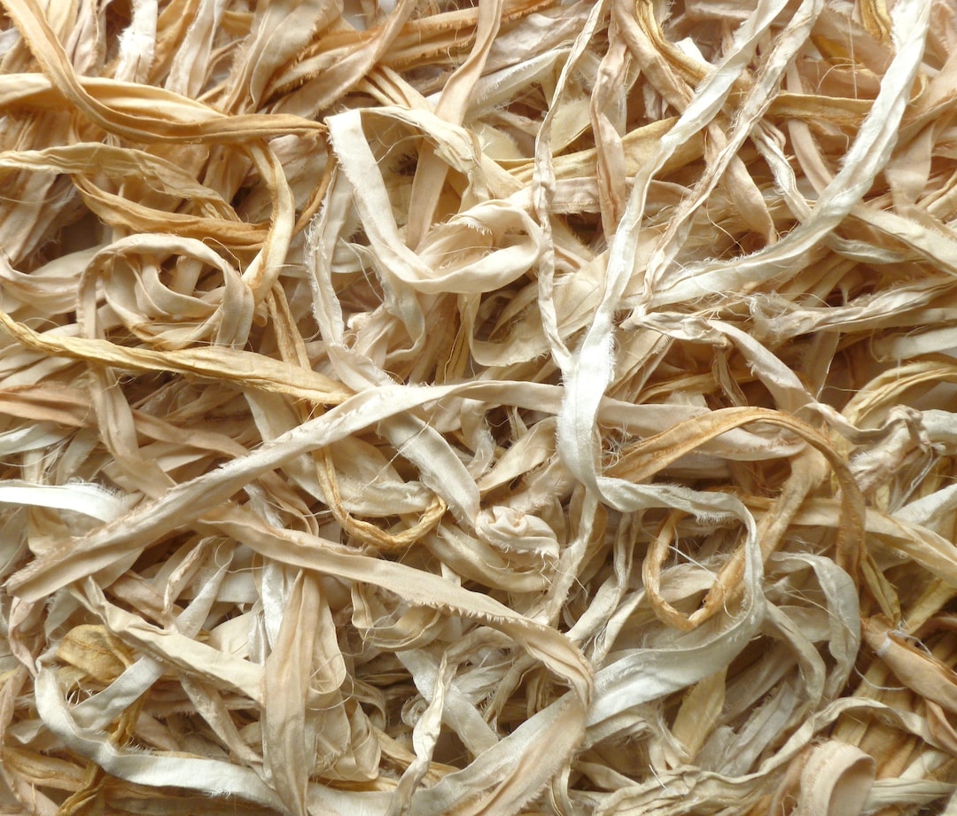 Sari Silk Ribbon - Mixed Bag of Creams - Recycled Sari Silk Ribbon ...