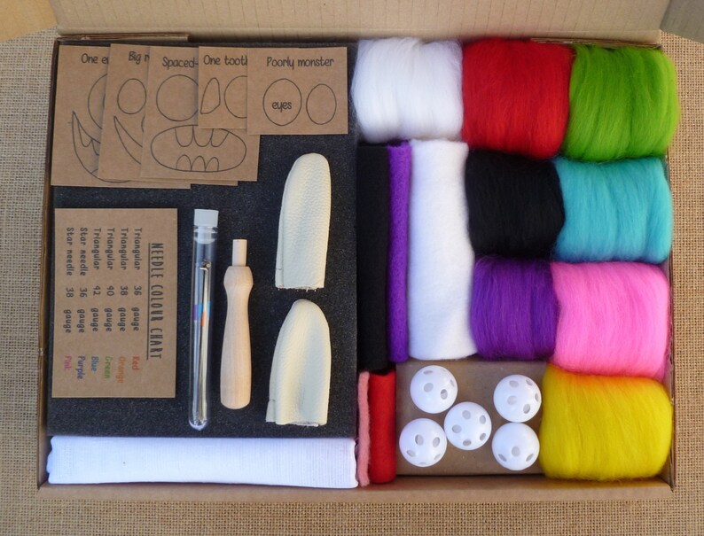 SALE Needle felting kit 5 monsters that jingle felting Etsy