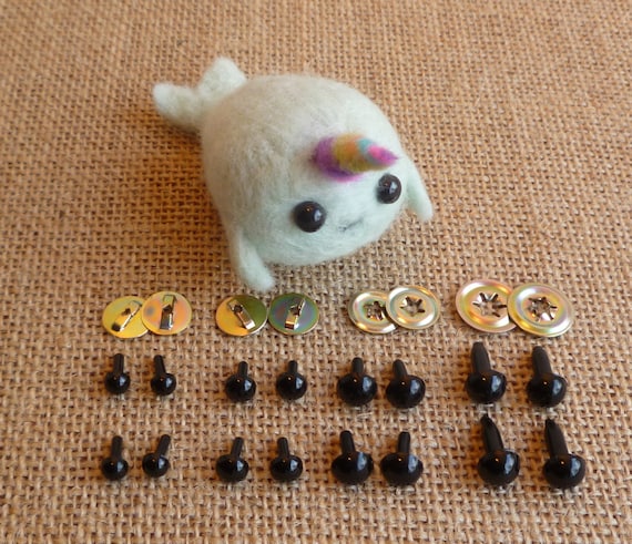 Toy safety eyes High quality multi use - black eyes 5mm, 6mm, 7mm, 8mm or  mixed - doll eyes - plastic animal eyes - kawaii - needle felting