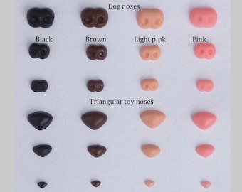 Plastic Safety Noses 4 pairs (4mm - 12mm) Toy Animals, Dog and Triangular metal washers