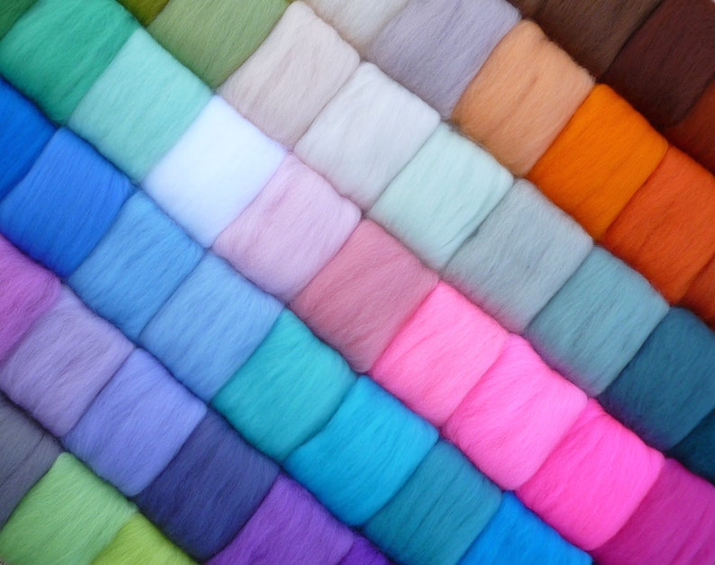 84 Needle felting wool PICK ANY COLOURS very soft Merino felting wool thrumming wool wool tops wool roving felting wool image 2