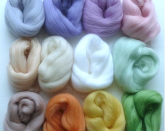 Merino Wool Roving – 3oz/85g, 12 Colour Set for Felting & Spinning