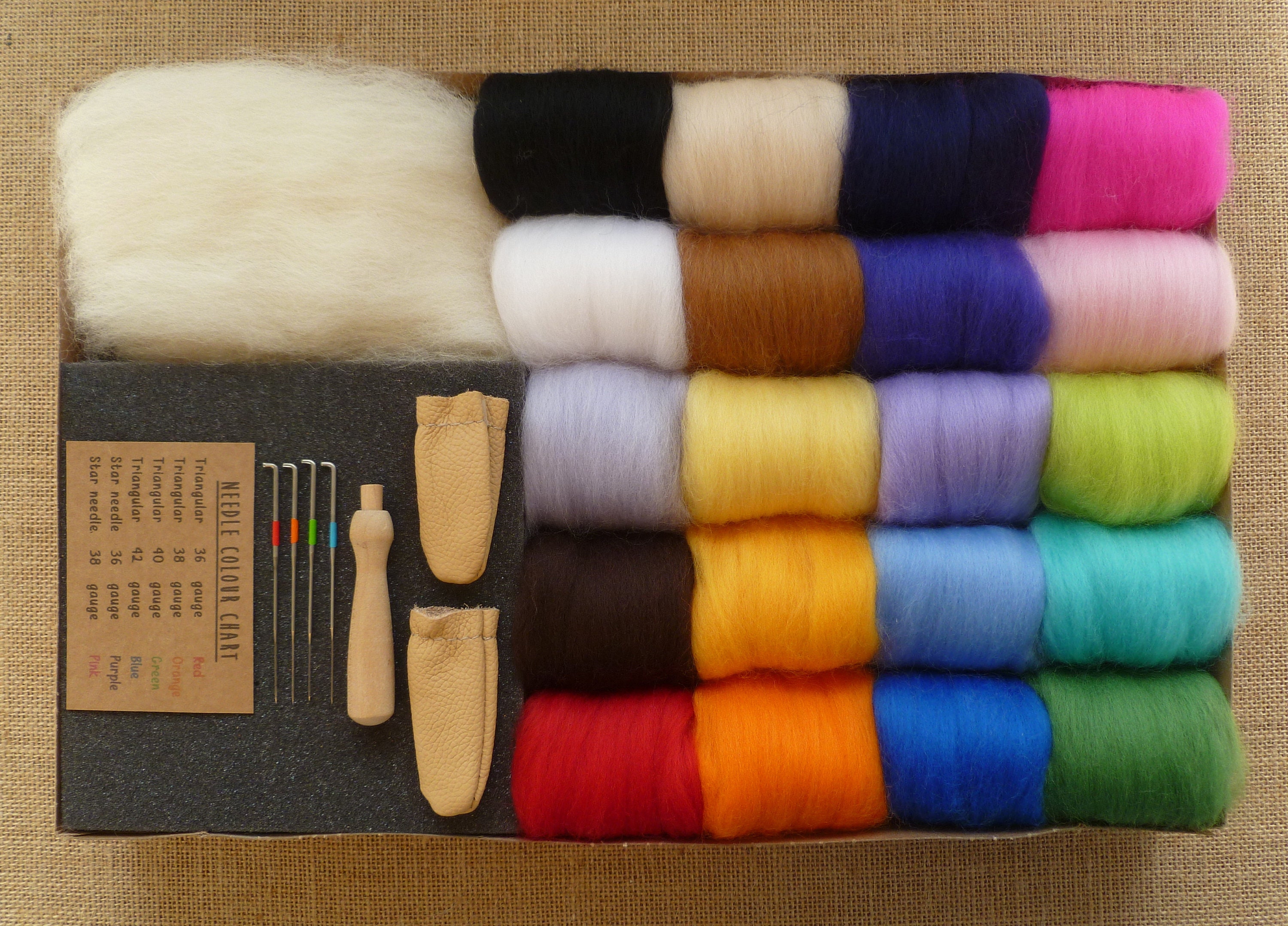 Incraftables Wool Needle Felting Kit (15 Colors). Best Wool