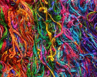 Recycled Sari Silk Yarn – Multicoloured Fibre Art Supply
