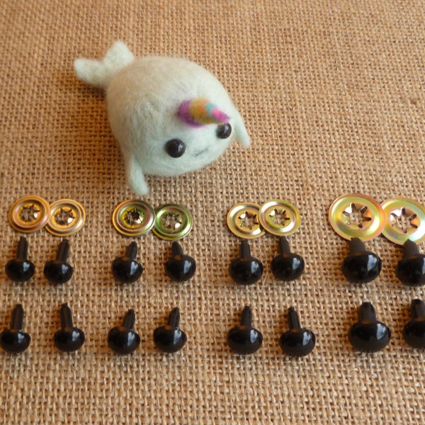 Toy safety eyes High quality multi use black 9mm, 10mm, 11mm, 12mm or mixed - dolls eyes - black toy eyes animal eyes - needle felting eyes