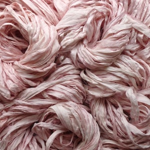 Sari silk ribbon recycled - candy pink hand-dyed - sari silk ribbon - silk ribbon - sari silk waste ribbon - combined shipping