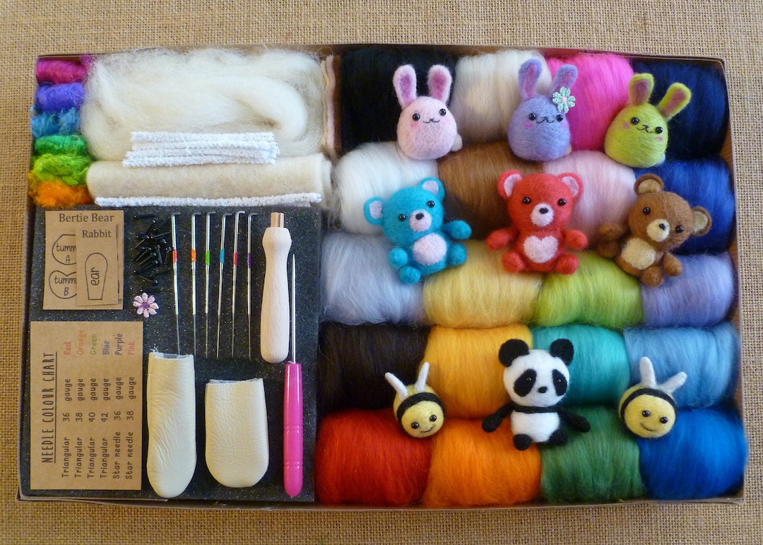  Totority Wool Felting kit Felting Tool kit Needle Felting kit  Felting Needles Starter kit Educational DIY Material Felt Kits for Adults  Wool Felting Needle Felt Animal kit aldult Supplies : Arts