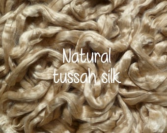 Tussah silk fibre - silk roving -wet felting silk fibres -needle felting silk fibres - silk fibre for spinning