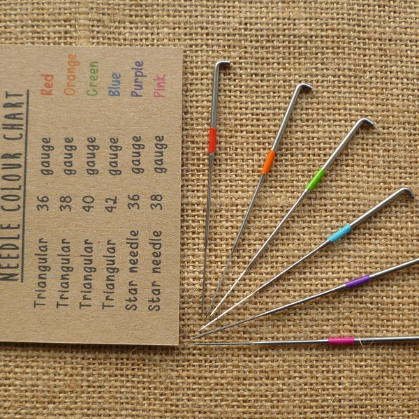 30 mixed felting needles star and triangular - reborn needles - colour coded - wool roving - needle felting - animal - amigurumi - kawaii