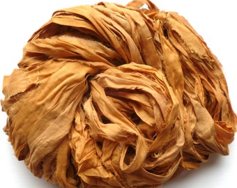 Recycled Sari Silk Ribbon – Peach Embellishing Crafting Material
